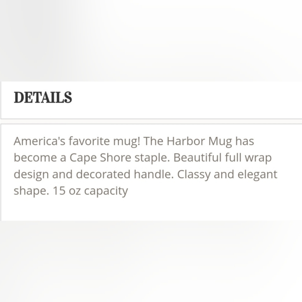 Cape Shore Set of 4 Harbor Mugs, sea life motif, Sanibel Island, 15oz coffee cup - Picture 11 of 12